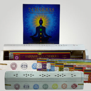 Wood 7 Chakras Incense Stick Holder (incense included)