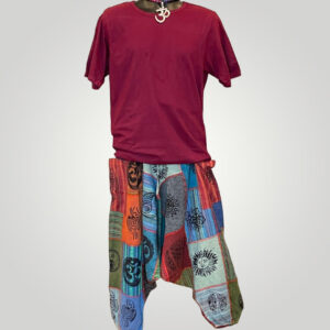 Drop Crotch Buddha Trouser with Spiritual Symbols & Pockets