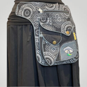 Multi-Pocket Fanny Pack with Embroidered Mushroom Image