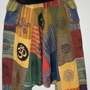 Drop Crotch Buddha Trousers with Spiritual Symbols & Pockets